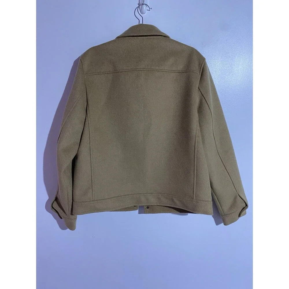 Express Coat Mens‎ Medium Tan Wool Blend Water Resistant Minimalist *Runs Small*